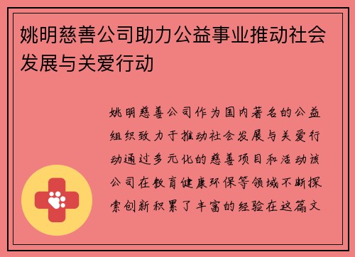 姚明慈善公司助力公益事业推动社会发展与关爱行动